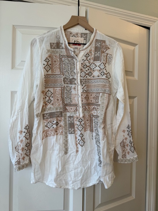 Johnny Was Tops - Johnny was biya button up cotton blouse